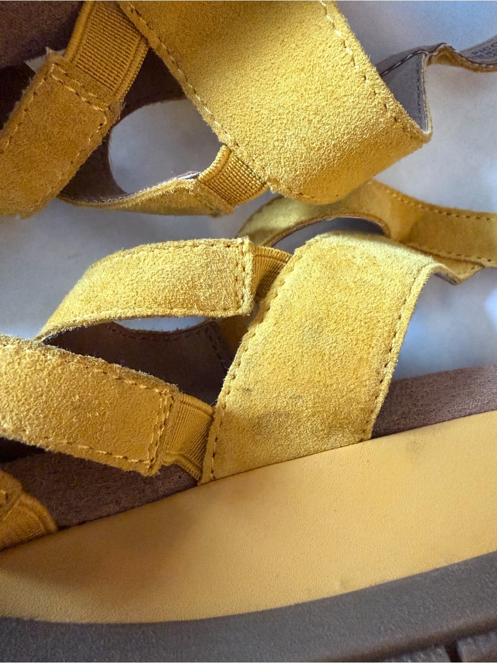 Earth Origins Pico Pippa Yellow Suede Wedge Sandals Women’s 12 - Picture 5 of 7